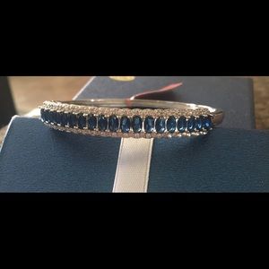 Simulated blue sapphire bangle bracelet
